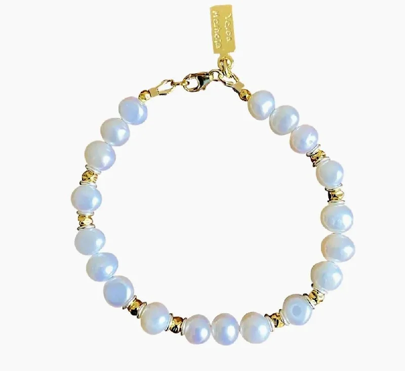 Yaron Morhaim Margot Gold and White Baroque Pearl Bracelet