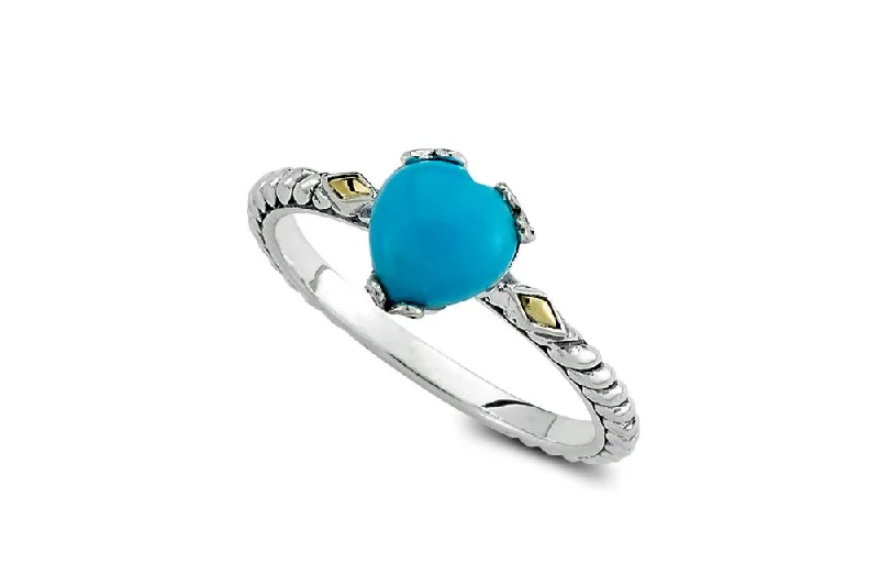 Secure clasp rings-Glow Heart Ring- Turquoise