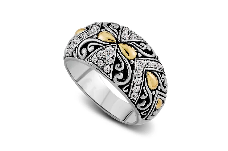 Thick gold rings-Sibayak Ring- White Topaz