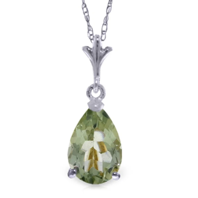 Woven tribal necklaces-1.5 Carat 14K White Gold Petale Green Amethyst Necklace