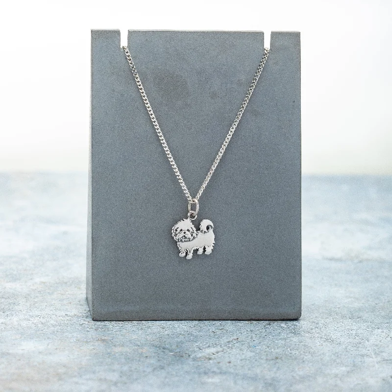 Whimsical bead necklaces-Sterling Silver Maltese Dog Pendant Necklace