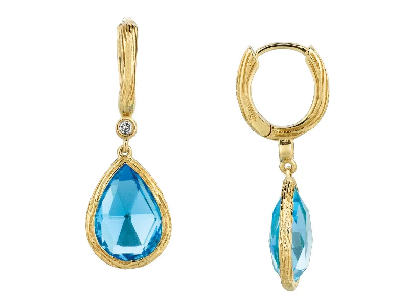 Layered tier earrings-Diamond Accent Blue Topaz Dangle Earrings