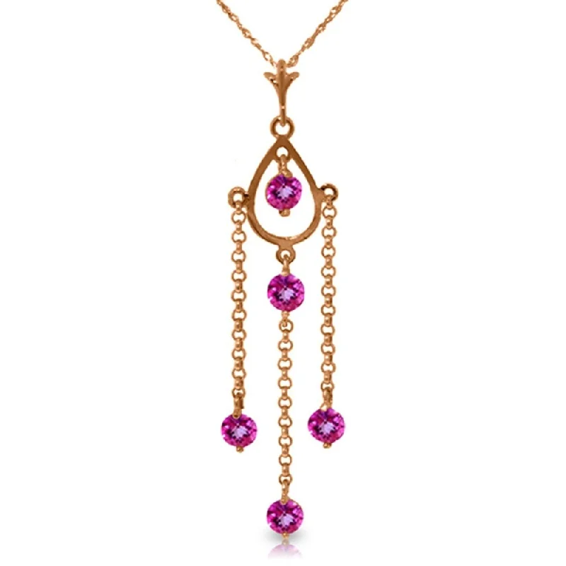 Cotton braid necklaces-14K Rose Gold Pink Topaz Necklace Jewelry Series Deluxe