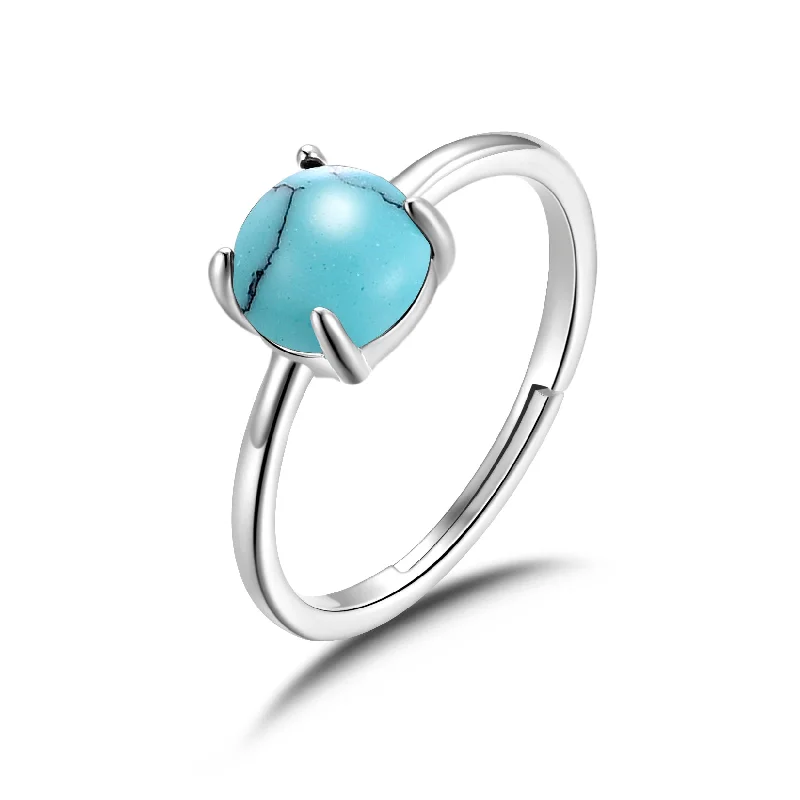 Vivid diamond rings-Synthetic Turquoise Adjustable Ring