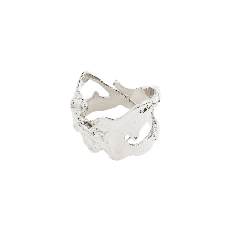 Oval shape rings-COMPASS organic shaped ring silver-plated