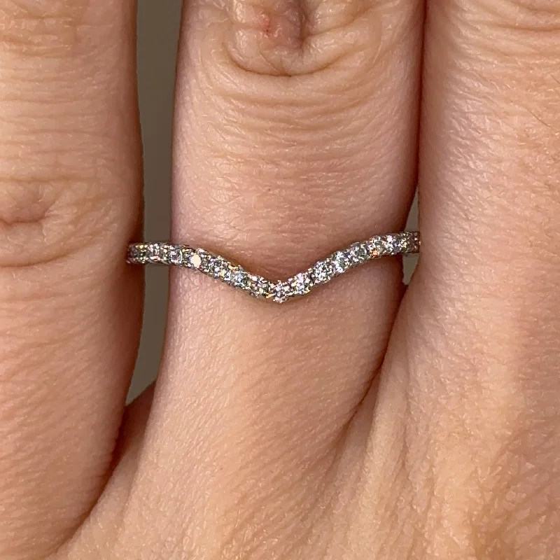 Wide geometric engagement rings-"Kira" Pave U Shape Eternity 0.30ct Diamond Ring ET25