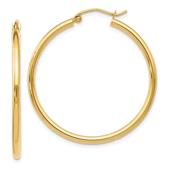 Wide hoop earrings-14K Yellow Gold Polished Hoop Earrings