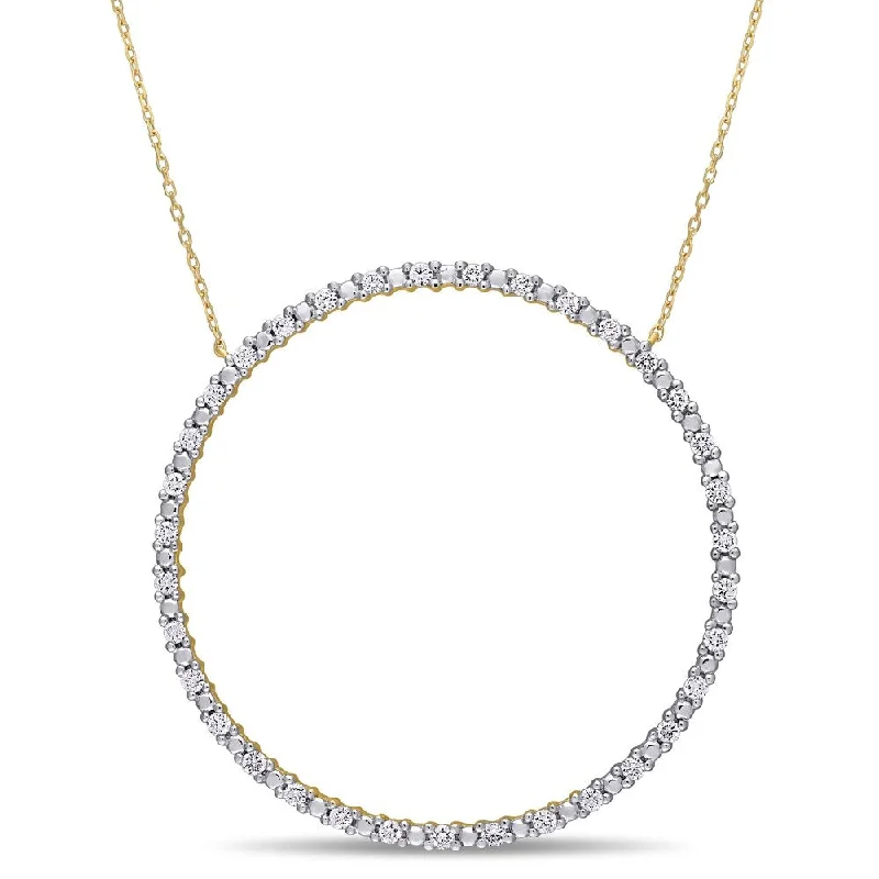 Flat knot necklaces-Miadora 10k Yellow Gold 3/4ct TDW Diamond Circle of Life Necklace