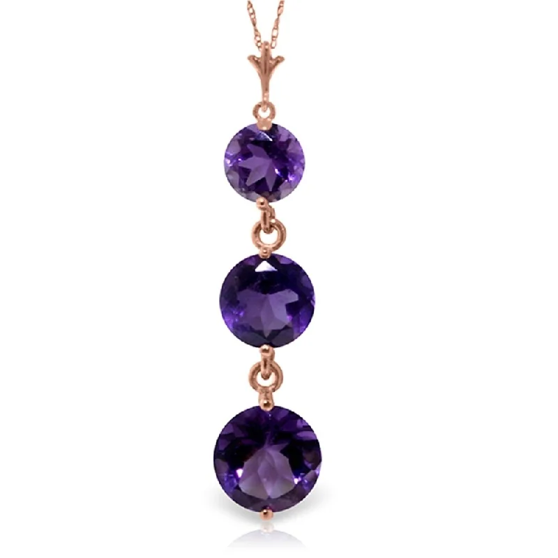 Polished bead necklaces-3.6 Carat 14K Rose Gold Rainfall Amethyst Necklace