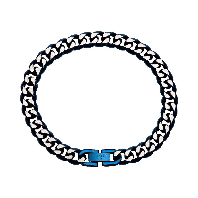 Unique & Co Blue Stainless Steel Curb Chain Bracelet