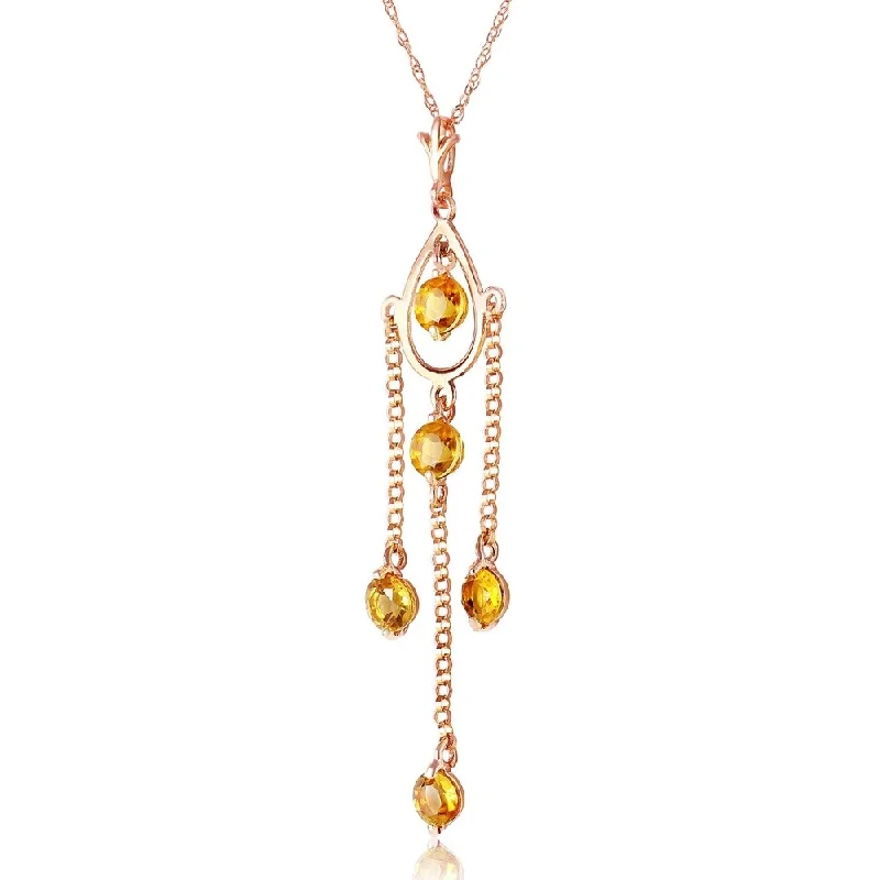 Victorian style necklaces-14K Solid Rose Gold Necklace with Natural Citrines