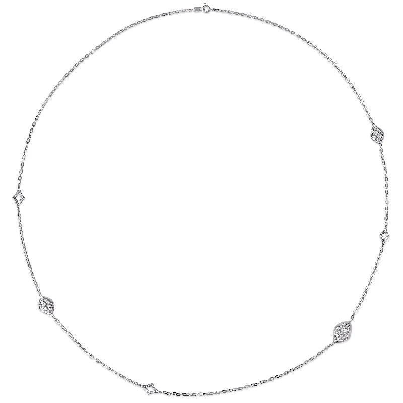 Stellar star necklaces-Miadora 18k White Gold 1/3ct TDW Diamond Marquise Station Link Necklace