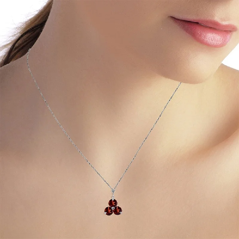 Dainty gem necklaces-0.75 CTW 14K Solid White Gold Is A Marvel Garnet Necklace