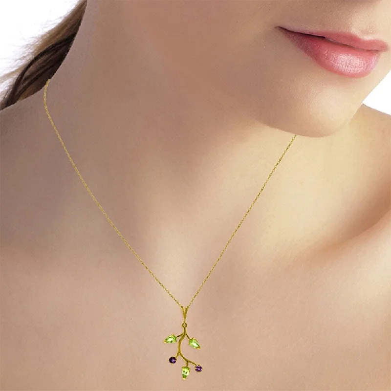 Surf wave necklaces-0.95 CTW 14K Solid Gold Necklace Amethyst Peridot