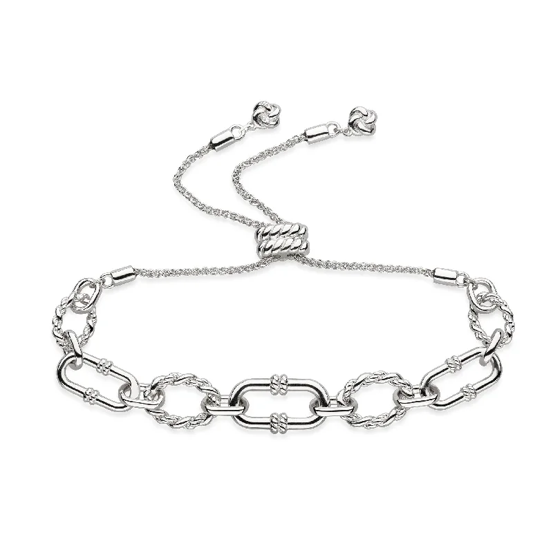 Kit Heath Sterling Silver Rope Link Graduated Toggle Bracelet