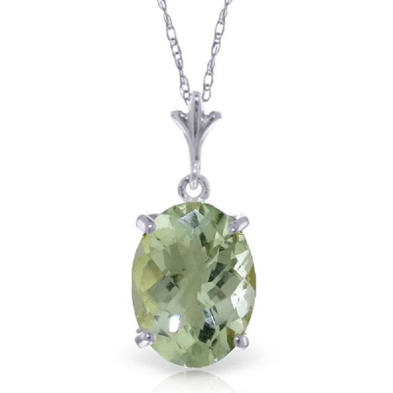 Wide bib necklaces-3.2 Carat 14K White Gold Starting Now Green Amethyst Necklace