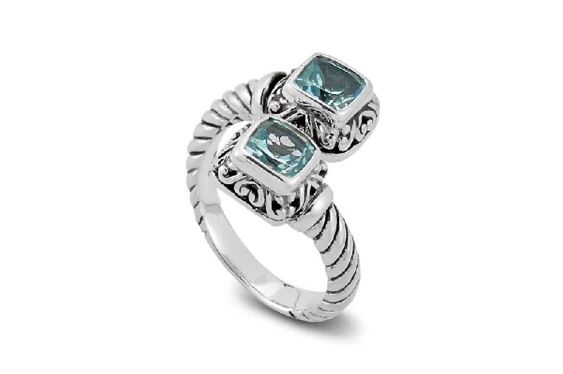 Tiny wing rings-Guntur Ring- Blue Topaz