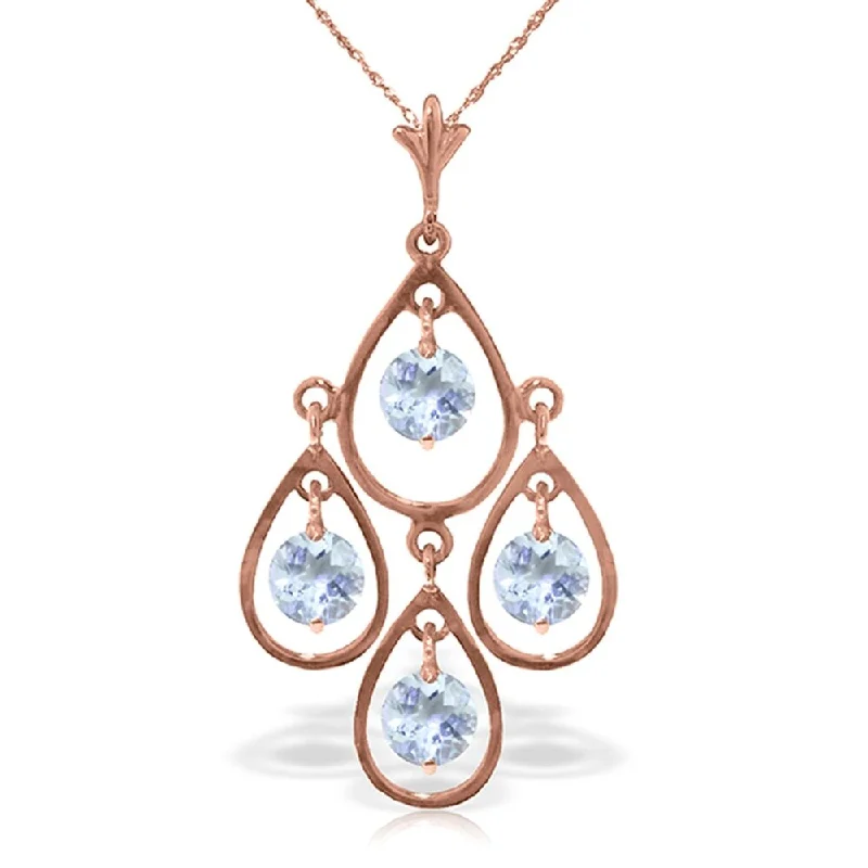 Haze glass necklaces-14K Rose Gold Aquamarines Necklace Certified Series Platinum