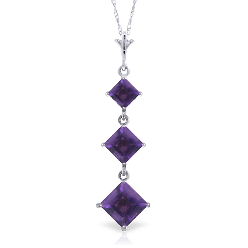 Spring clasp necklaces-2.4 Carat 14K White Gold Spring Up Amethyst Necklace