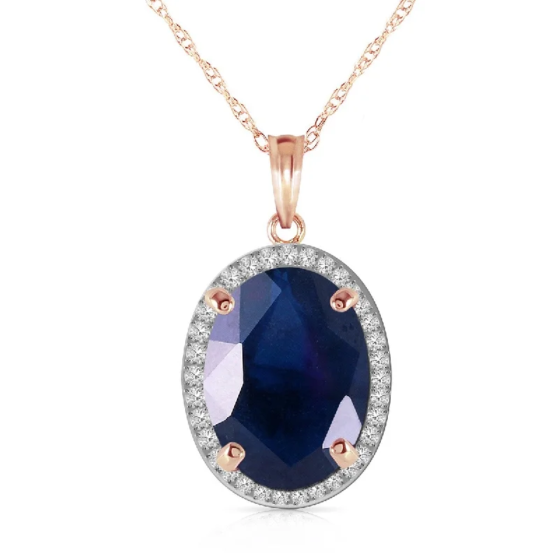 Bead weave necklaces-6.58 Carat 14K Solid Gold Loren Sapphire Diamond Gemstone Necklace