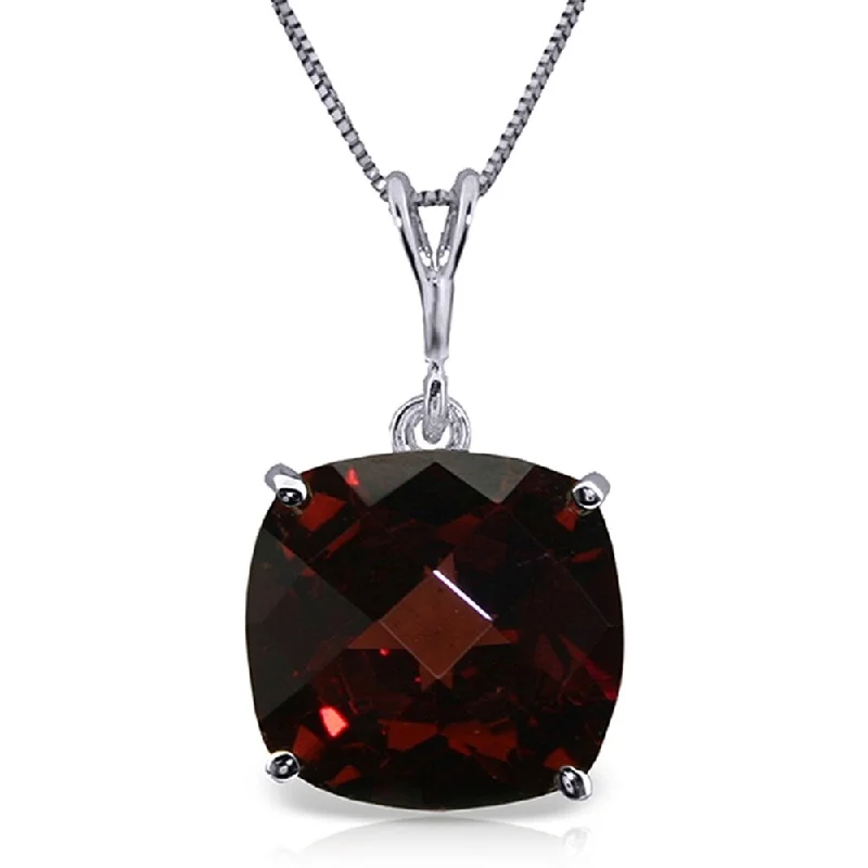 Wide chain necklaces-4.5 Carat 14K White Gold Necklace Natural Checkerboard Cut Garnet