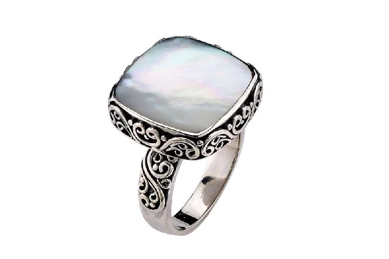 Curved shank rings-Wander Ring- Mother Of Pearl