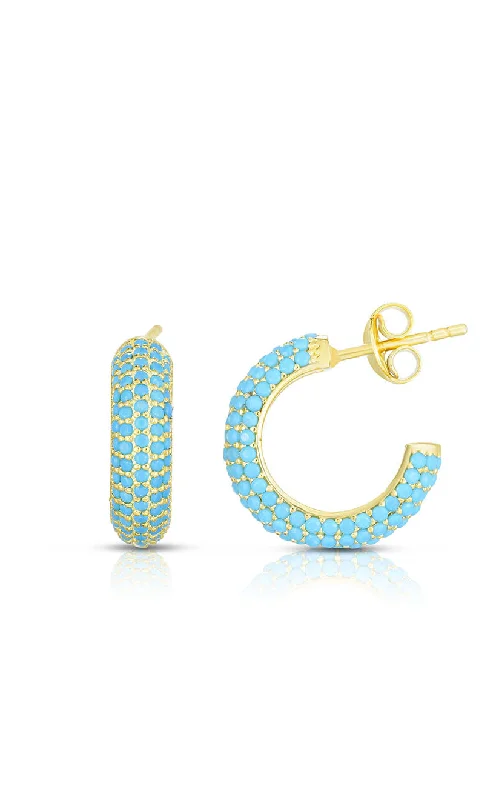 Light drop earrings-Turquoise Mini Huggie Earring