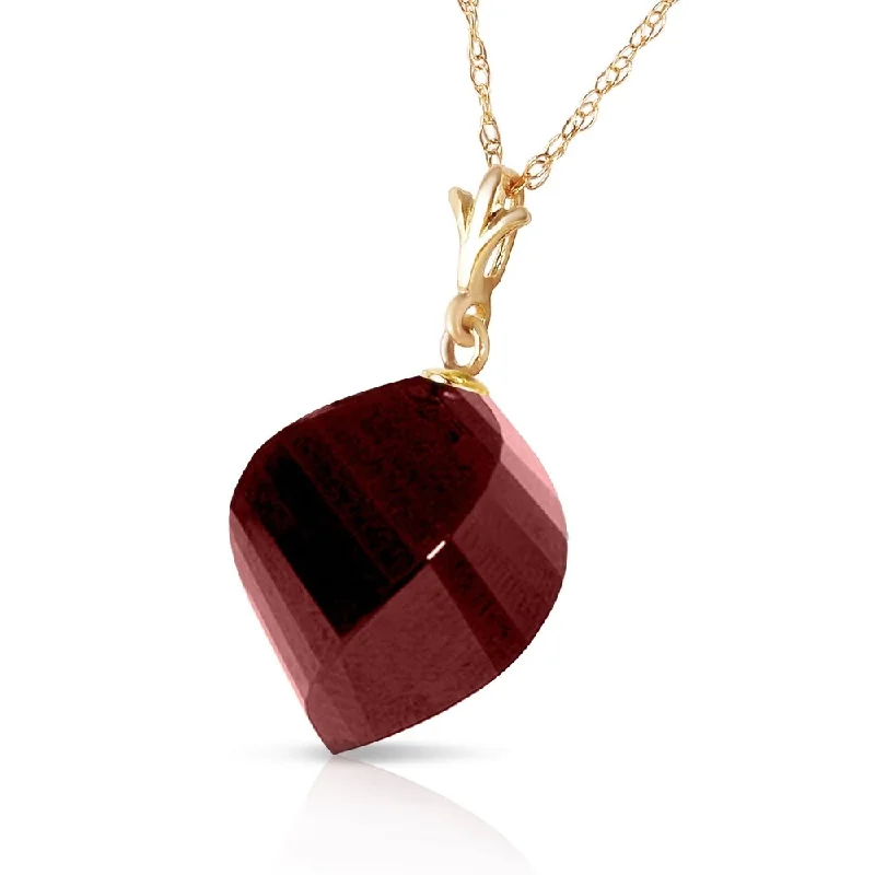 Linen cord necklaces-15.25 Carat 14K Solid Gold Necklace Twisted Briolette Ruby