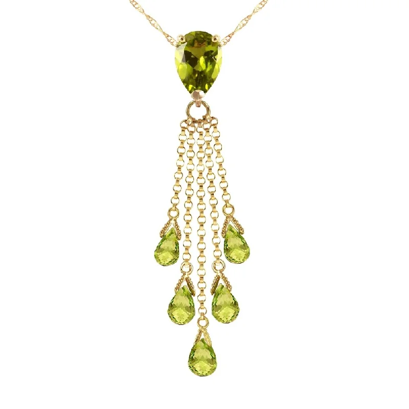 Crystal-twisted necklaces-7.5 Carat 14K Gold Necklace Briolette Peridot