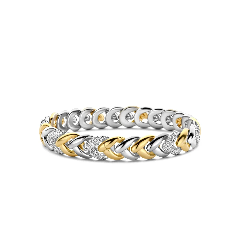 Ti Sento Gold and Silver Cubic Zirconia Braided Bracelet