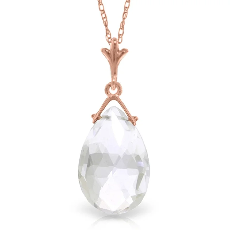 Sleek drop necklaces-14K Rose Gold Briolette Rose Topaz Necklace Certified