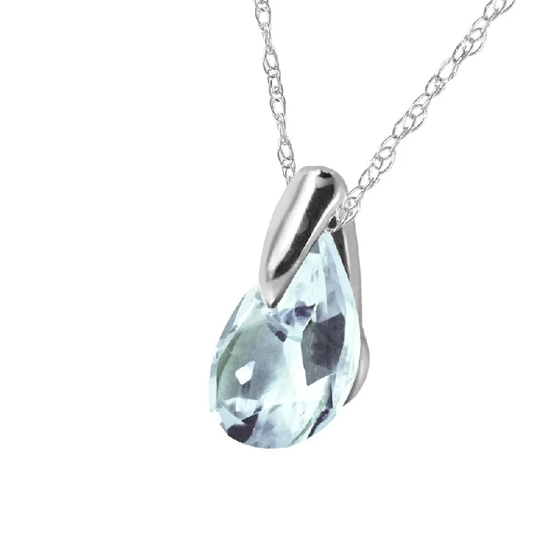 Zodiac charm necklaces-0.68 CTW 14K Solid White Gold Necklace Natural Aquamarine