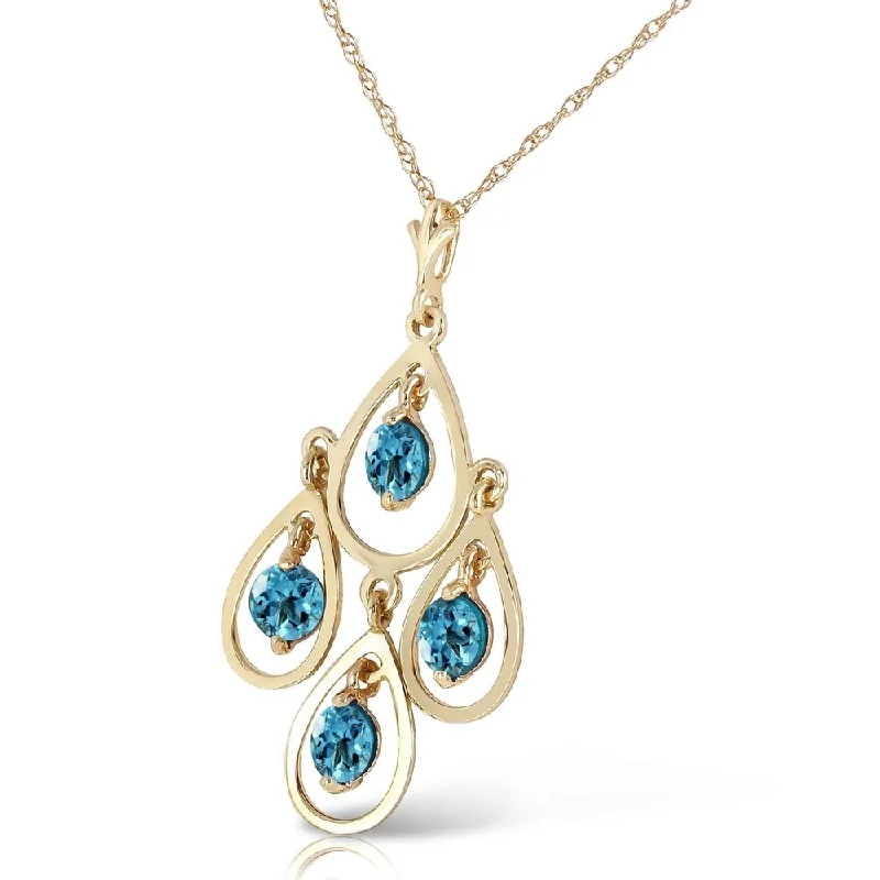 Zodiac charm necklaces-1.2 CTW 14K Solid Gold Never Catch Blue Topaz Necklace