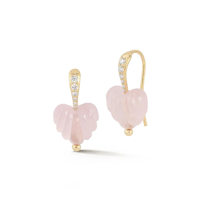 Tide design earrings-Rose Quartz Dew Drops