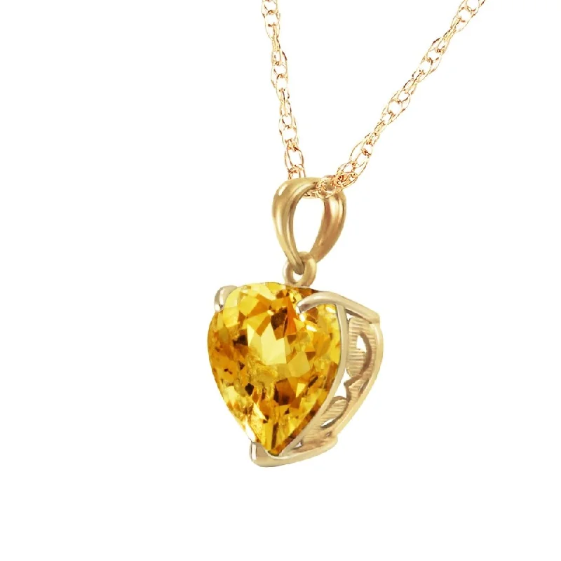 Raised disc necklaces-14K Solid Gold Necklace with Natural 10mm Heart Citrine