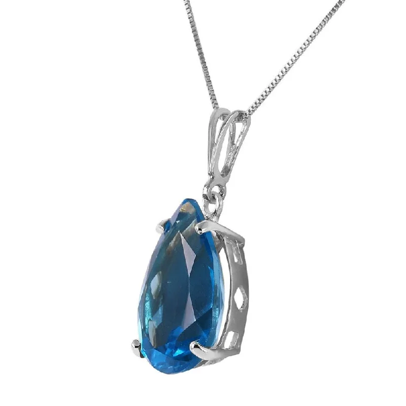 Lily flower necklaces-6.5 Carat 14K Solid White Gold Hope For Best Blue Topaz Necklace