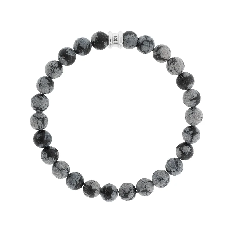 Snowflake Obsidian Gemstone Beaded Bracelet