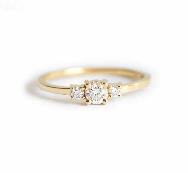 Double shank engagement rings-Three Diamond Ring, Three Stone Ring