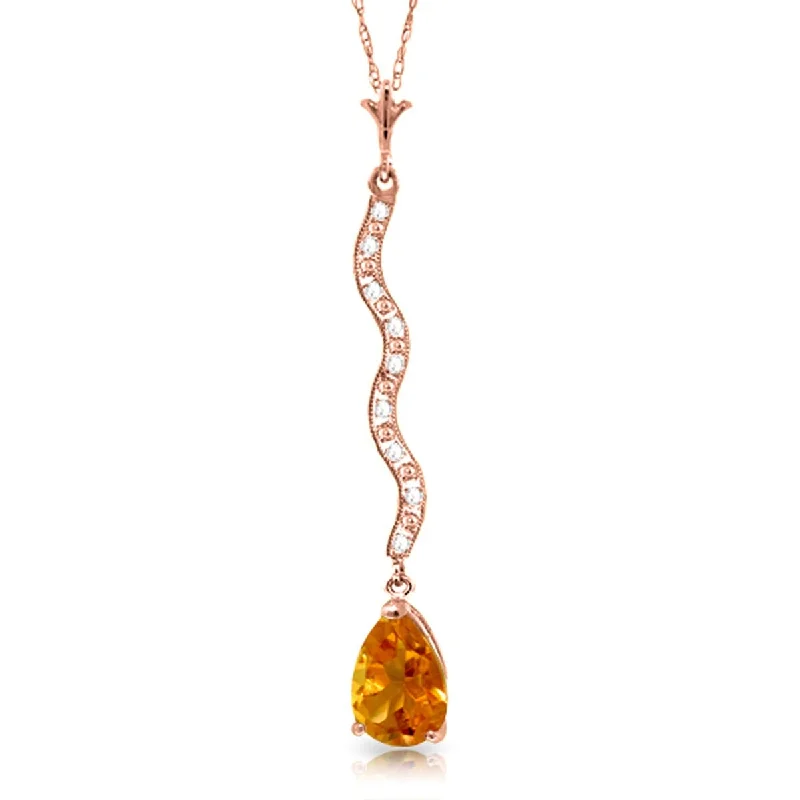 Patina bronze necklaces-1.79 Carat 14K Solid Gold Hastening Towards Citrine Diamond Necklace