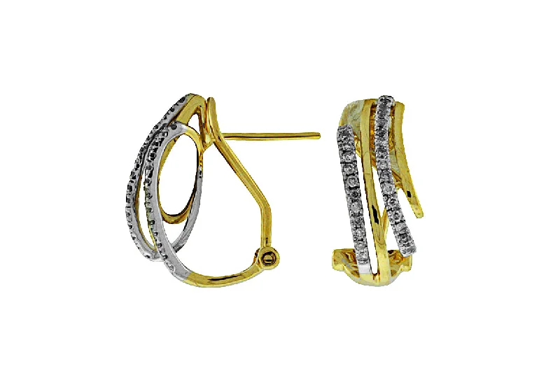 Coiled cord earrings-14k yellow gold diamond earring