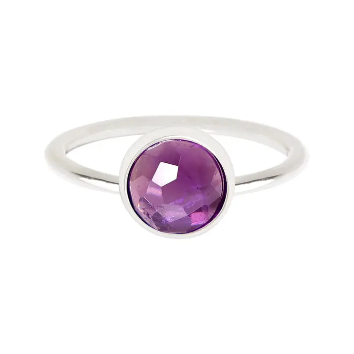 Crystal-twisted rings-Amethyst Petite Cabochon Ring