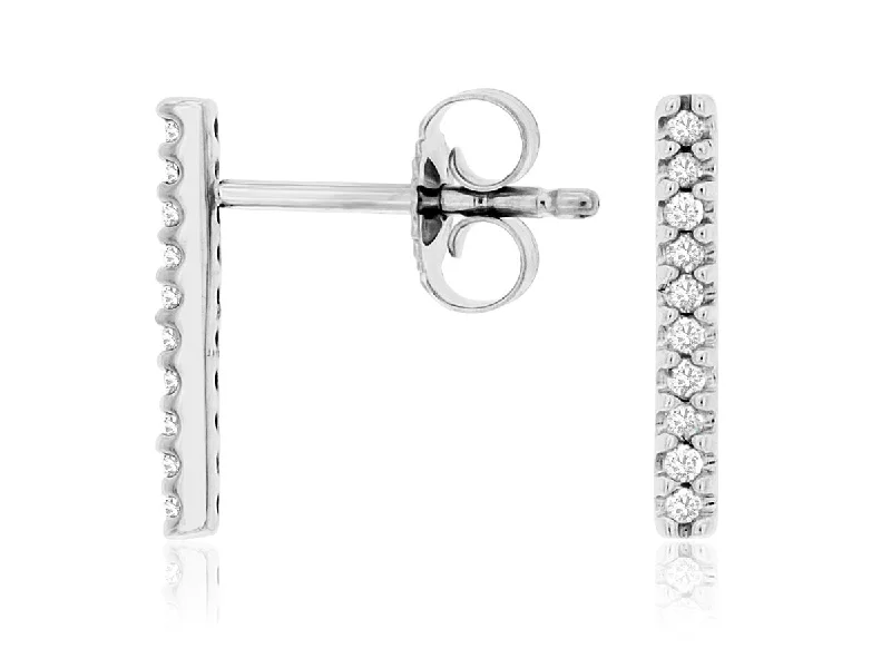 Thin threader earrings-Diamond Stick Earrings