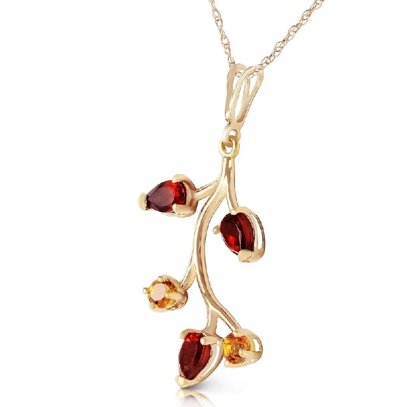 Spinel necklaces-0.95 Carat 14K Solid Gold Infinite Passion Garnet Citrine Necklace