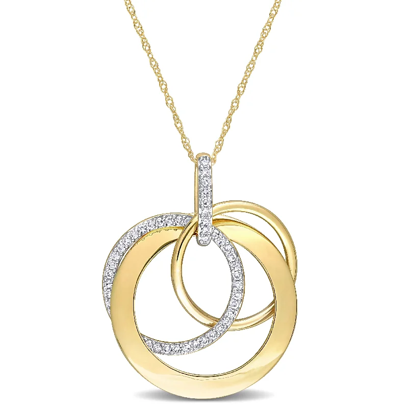 Lily flower necklaces-Miadora 1/4ct TDW Diamond Interlocking Multiple Circle Necklace in 14k Yellow Gold