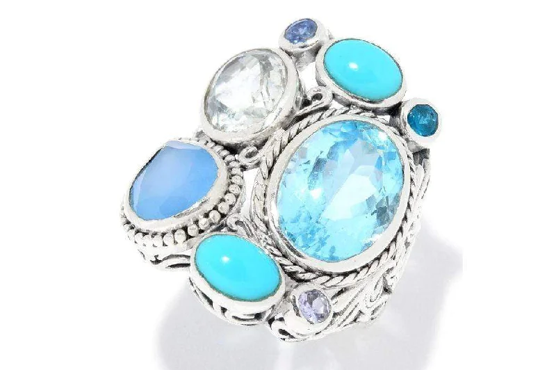 Pure modern rings-Madeira Ring- Blue Topaz