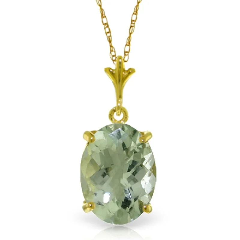 Oval shape necklaces-3.2 Carat 14K Gold Distant Places Green Amethyst Necklace