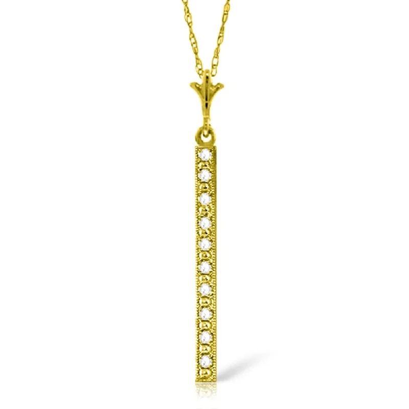 Silk cord necklaces-0.05 Carat 14K Gold Necklace Bar Natural Diamond