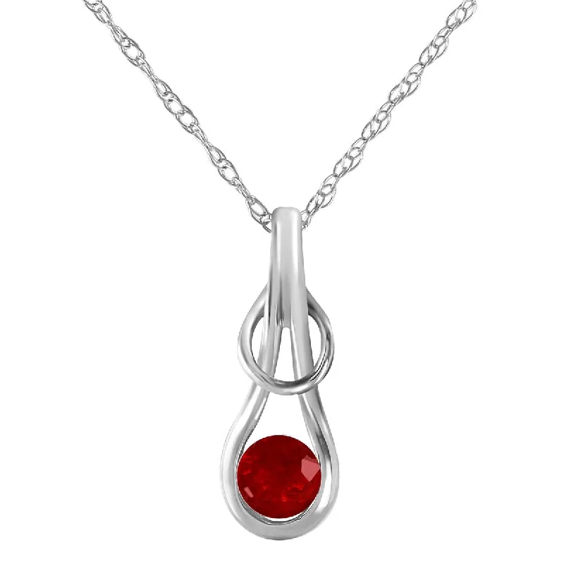 Pure crystal necklaces-0.65 Carat 14K Solid Gold Gemstone Necklace Round Shaped Ruby