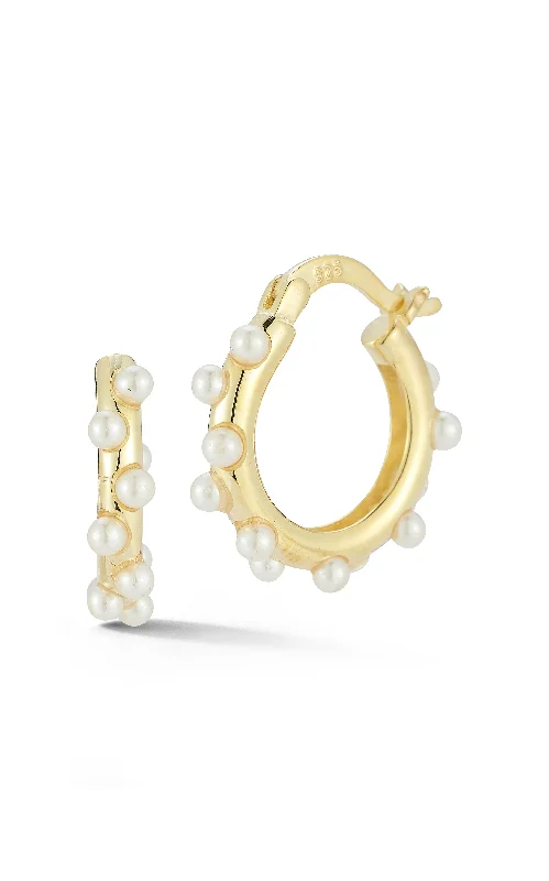 Fine bead earrings-Zig Zag Freshwater Pearl Hoop Earrings