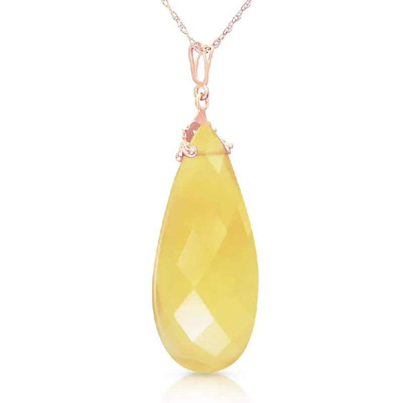 Trio birthstone necklaces-14K Solid Rose Gold Necklace with Briolette 31x16 mm Yellow Onyx